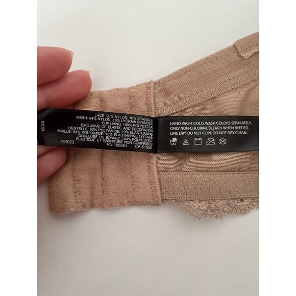 Natori Women's Strapless Plunge Multi-Way Bra Lace Trim Cafe Nude Size 34DD - Picture 6 of 8